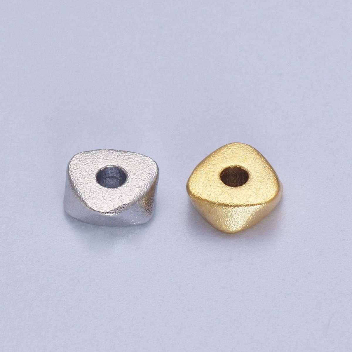 24K Gold Filled 20 Pieces 6.5mm Matte Geometric Triangle Bead Supply in Gold & Silver | K-309 K-310