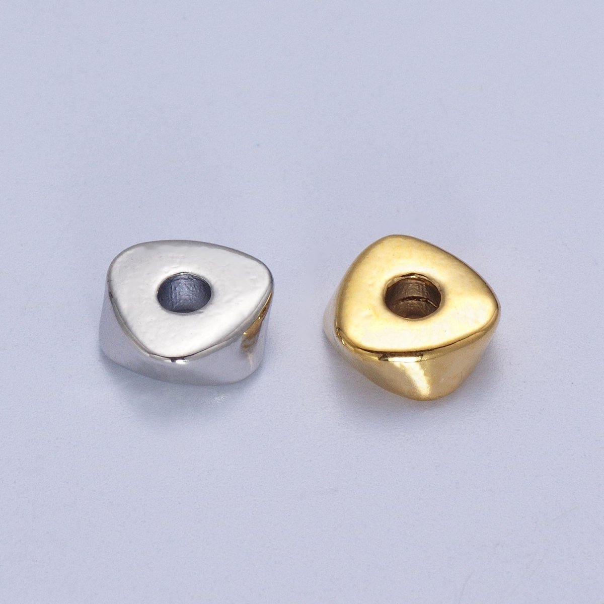 24K Gold Filled 20 Pieces 7.8mm Triangle Geometric Beads Supply in Gold & Silver | K-305 K-306