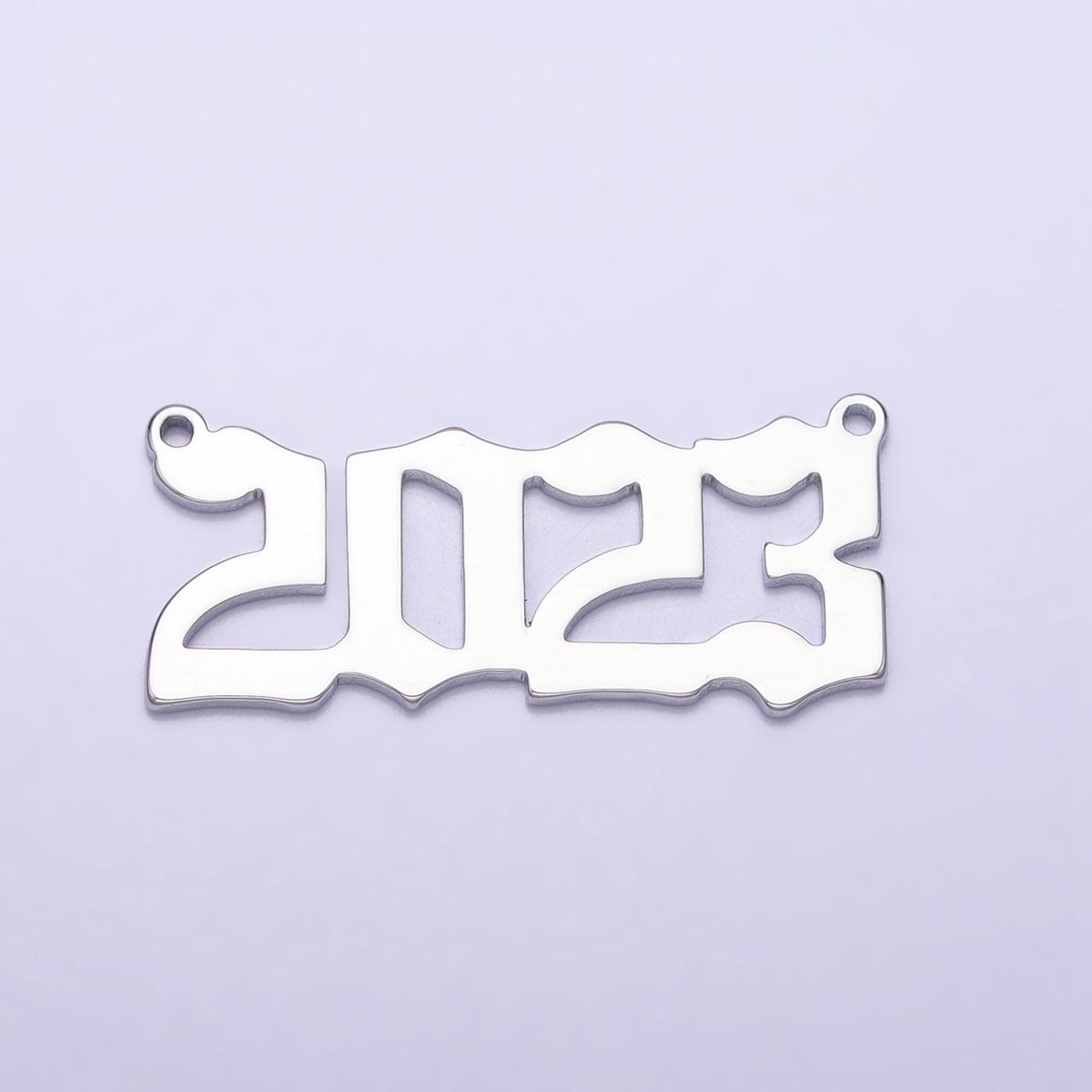 24K Gold Filled "2023" New Year Script Gothic Font Connector in Gold & Silver | Y-851