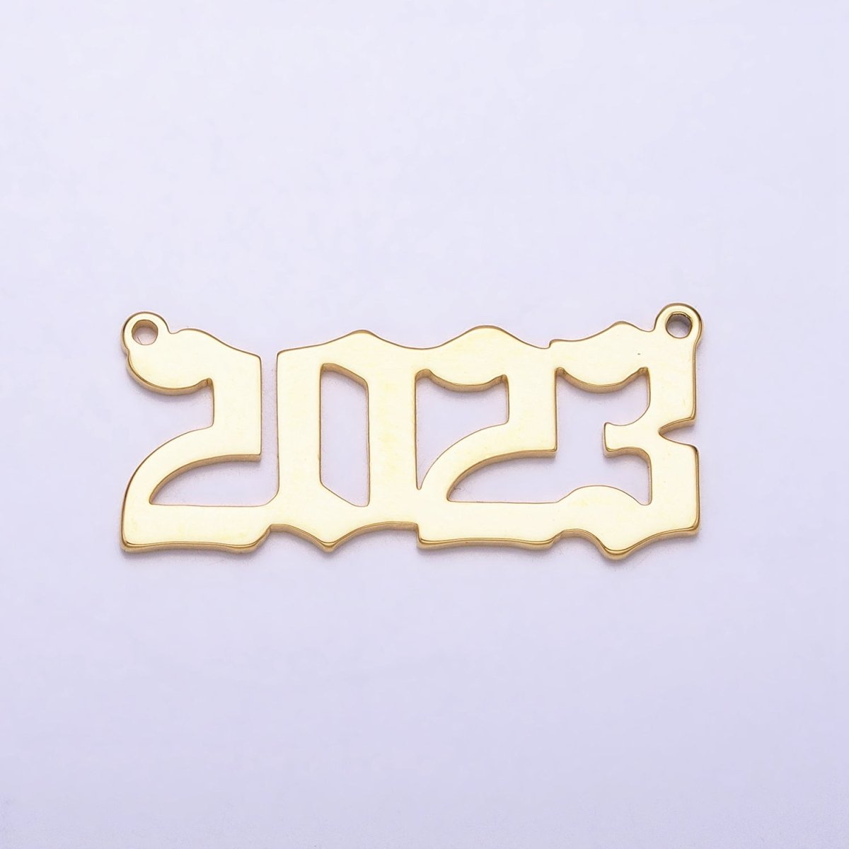 24K Gold Filled "2023" New Year Script Gothic Font Connector in Gold & Silver | Y-851