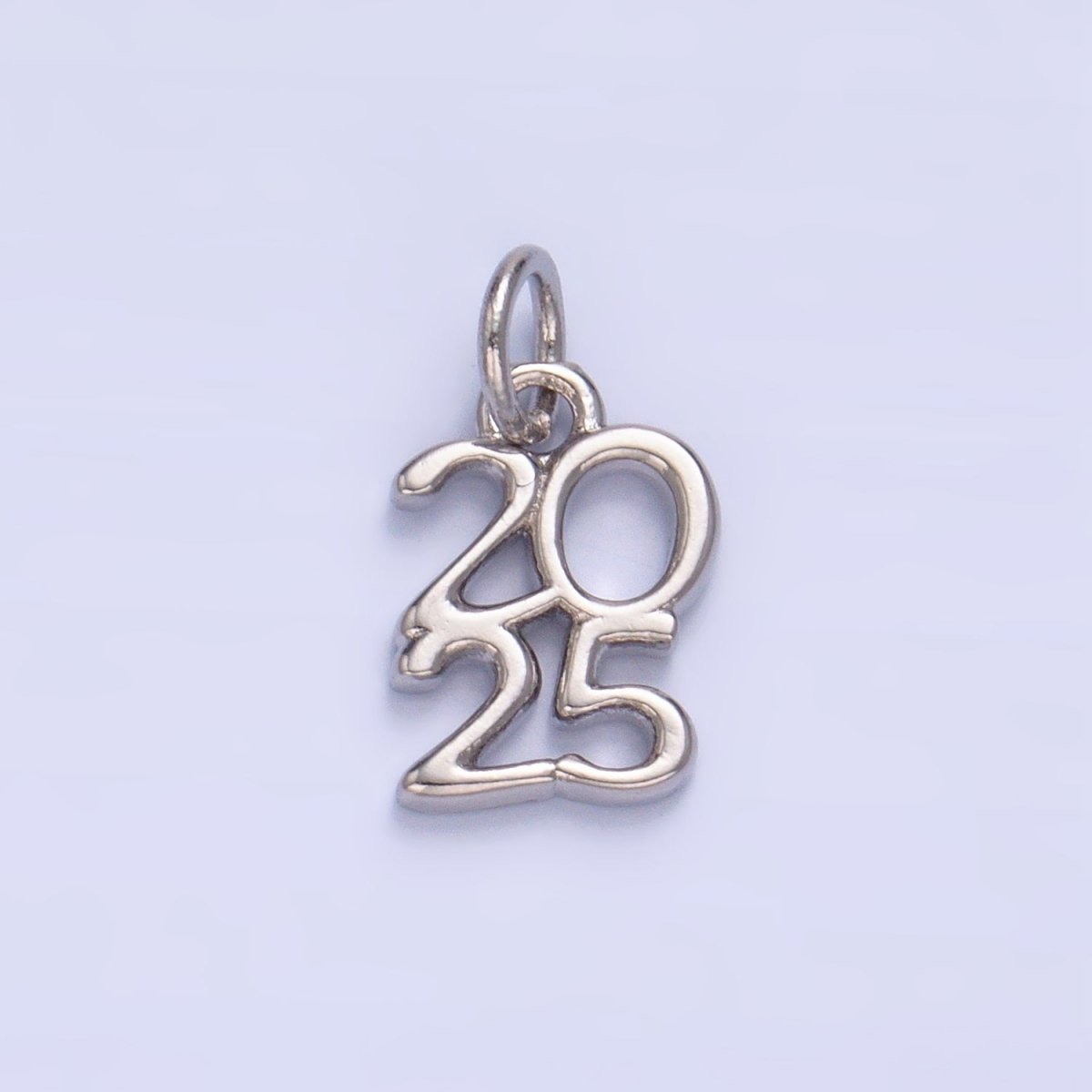 24K Gold Filled "2025" Year Script Minimalist Charm in Gold & Silver | E663