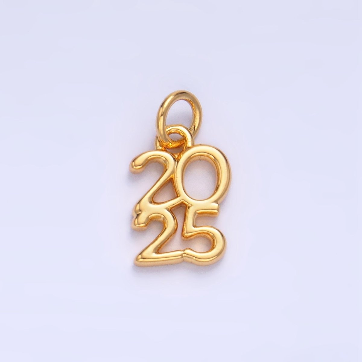 24K Gold Filled "2025" Year Script Minimalist Charm in Gold & Silver | E663