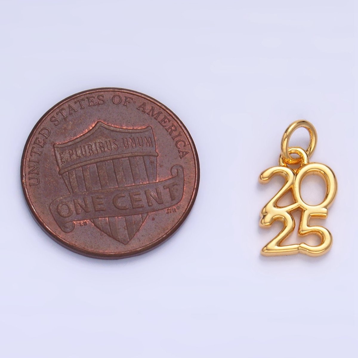 24K Gold Filled "2025" Year Script Minimalist Charm in Gold & Silver | E663