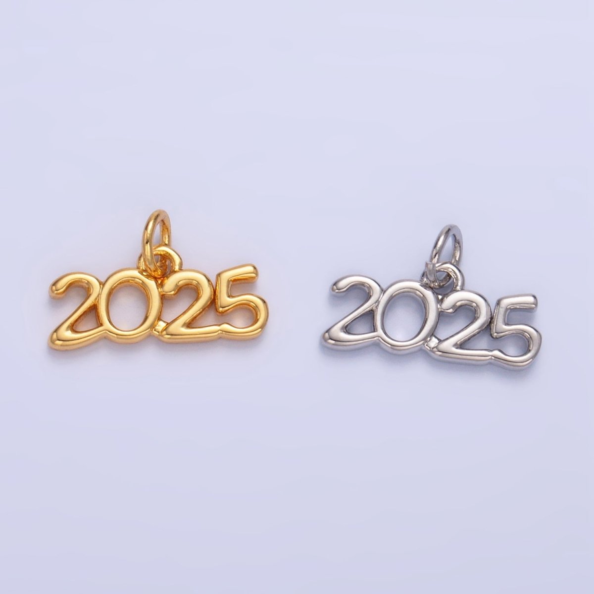 24K Gold Filled "2025" Year Script Minimalist Charm in Gold & Silver | M023
