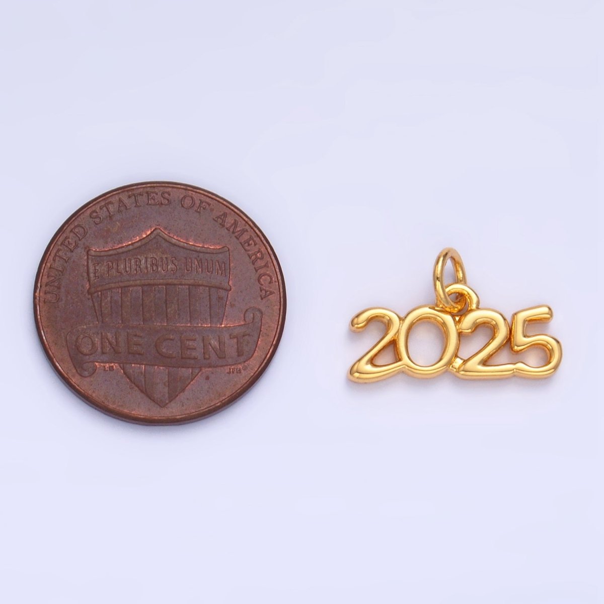 24K Gold Filled "2025" Year Script Minimalist Charm in Gold & Silver | M023