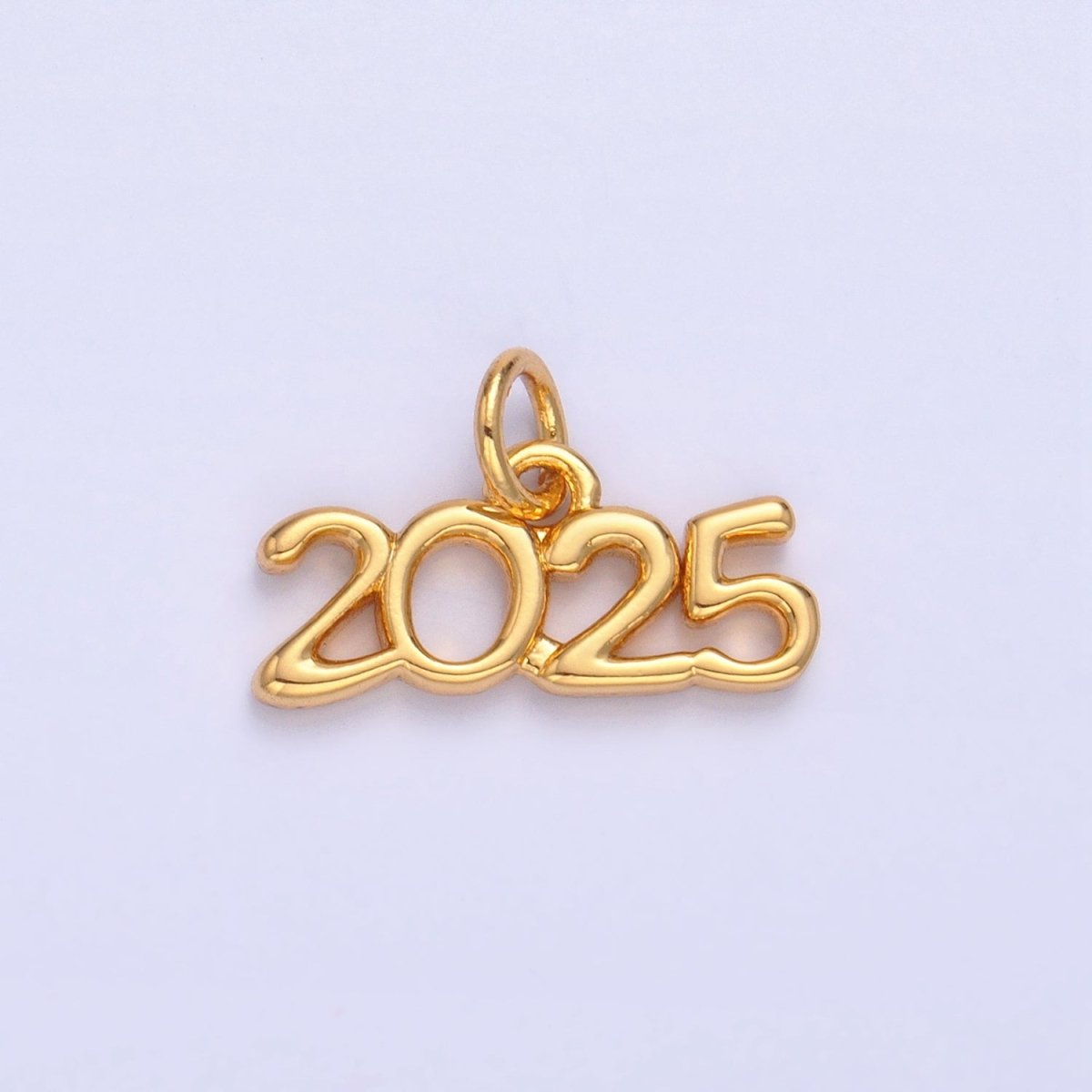 24K Gold Filled "2025" Year Script Minimalist Charm in Gold & Silver | M023