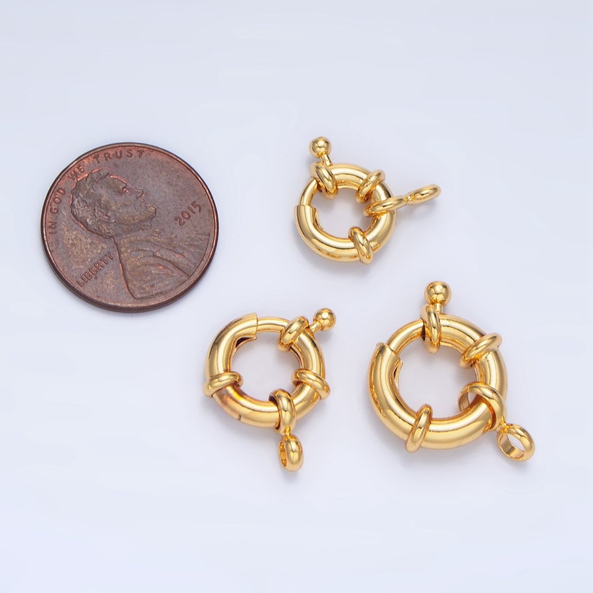 24K Gold Filled 11mm, 13mm, 15mm Single Loop Sailor Clasps Closure Findings | Z-942 Z-983 Z-941