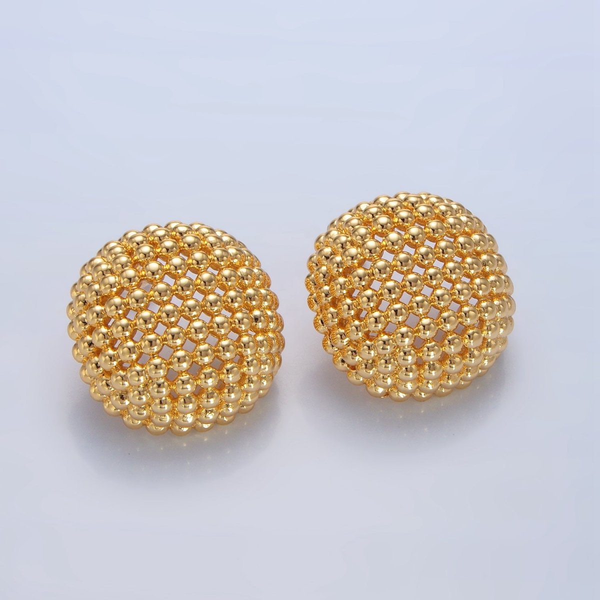 24K Gold Filled 20mm, 25mm Beaded Bubble Stud Earrings in Gold & Silver | AD764 - AD7768