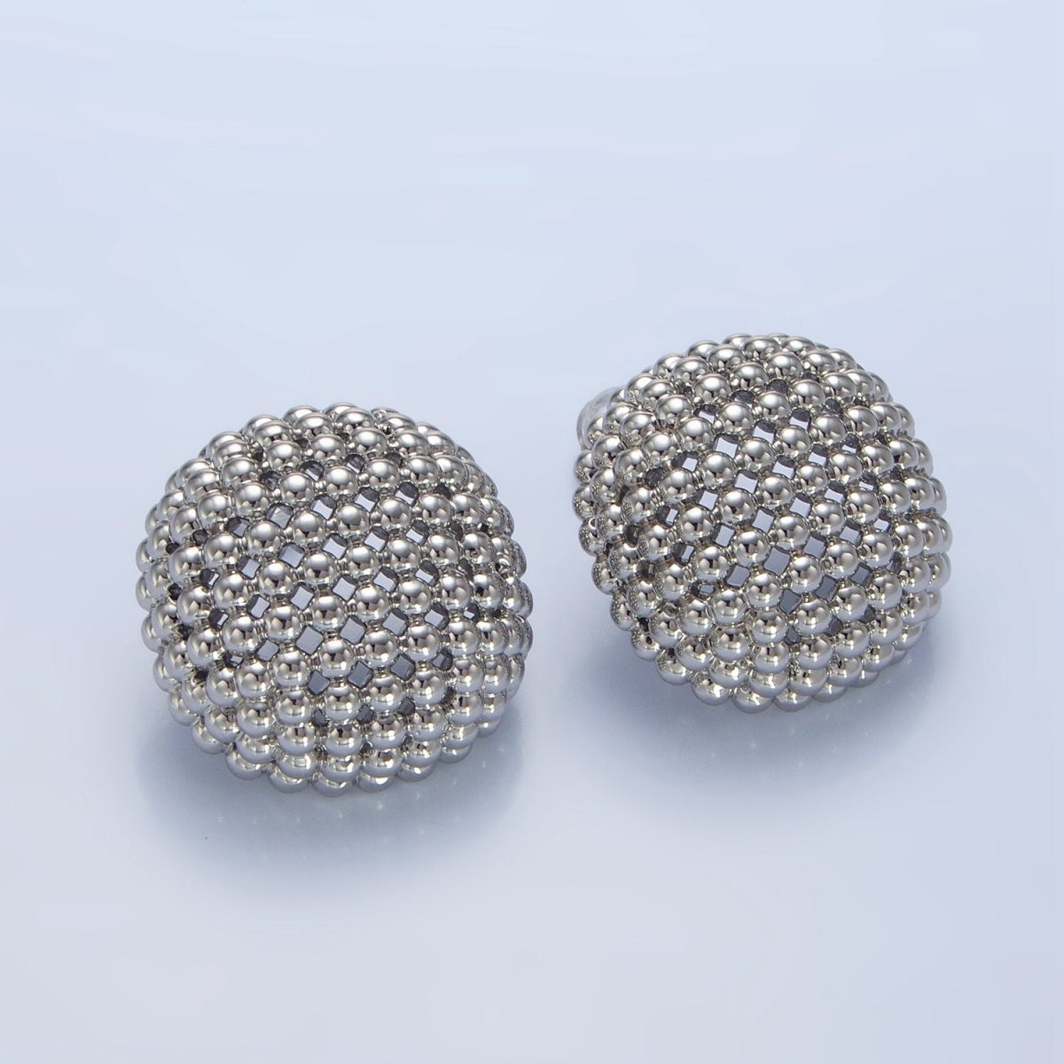 24K Gold Filled 20mm, 25mm Beaded Bubble Stud Earrings in Gold & Silver | AD764 - AD7768