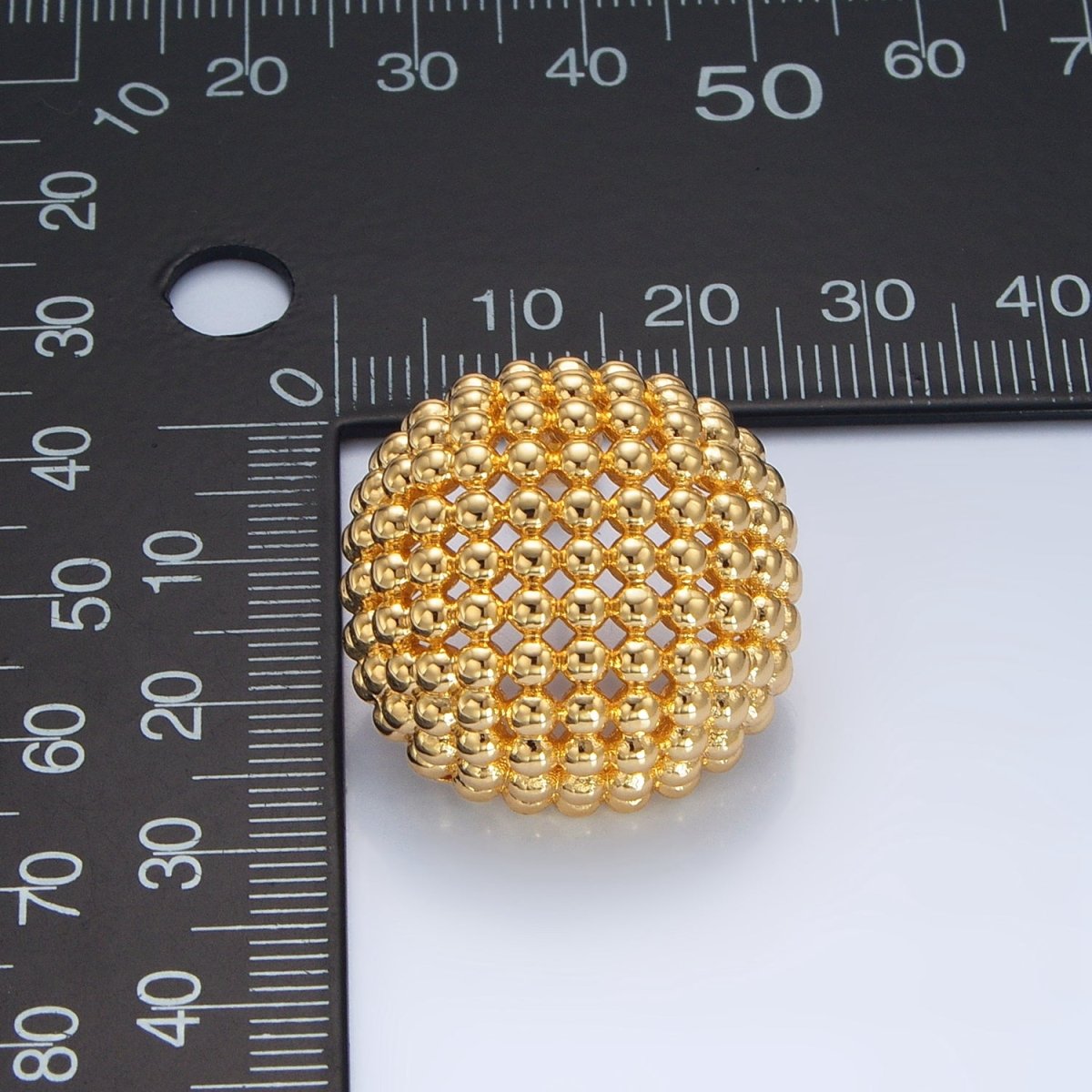 24K Gold Filled 20mm, 25mm Beaded Bubble Stud Earrings in Gold & Silver | AD764 - AD7768