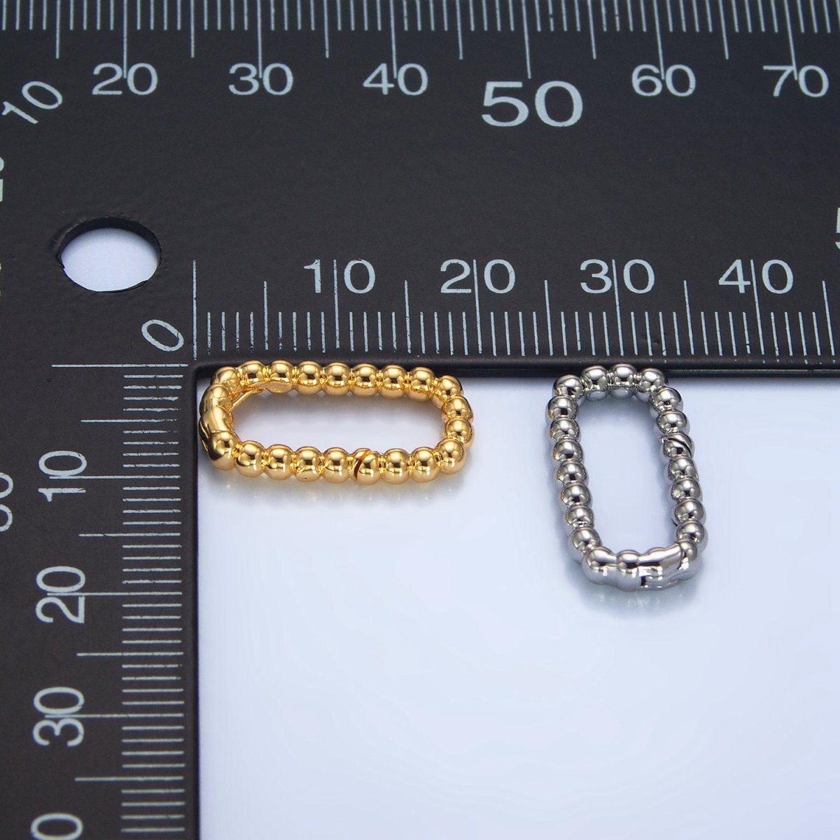 24K Gold Filled 20mm Beaded Bubble Rectangular Oblong Push Gate Findings in Gold & Silver | Z958