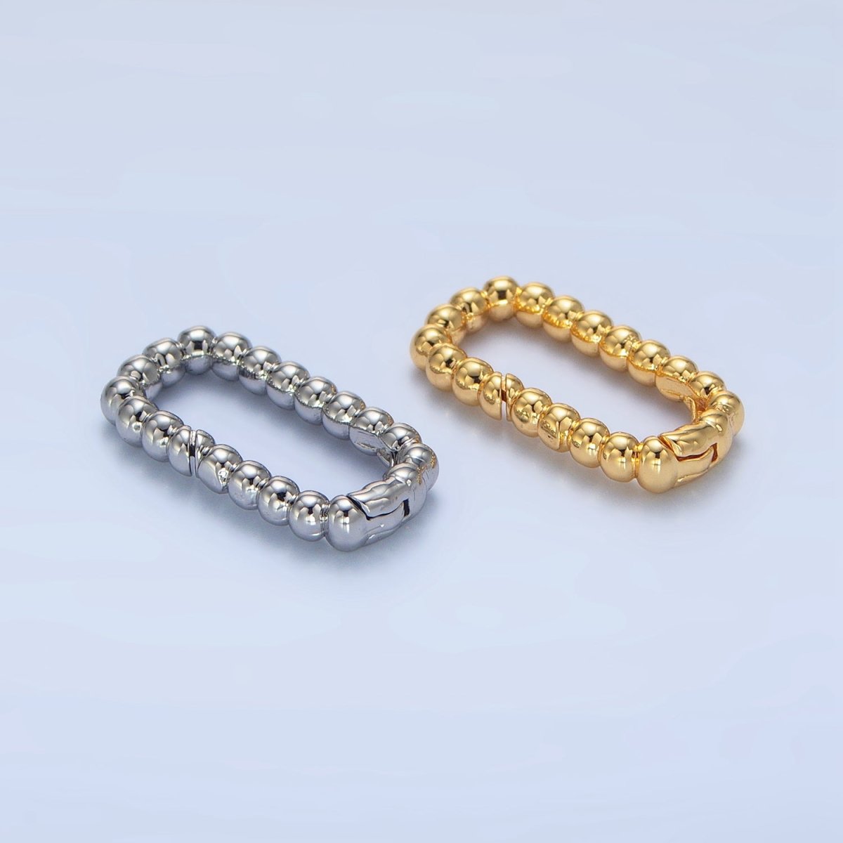 24K Gold Filled 20mm Beaded Bubble Rectangular Oblong Push Gate Findings in Gold & Silver | Z958