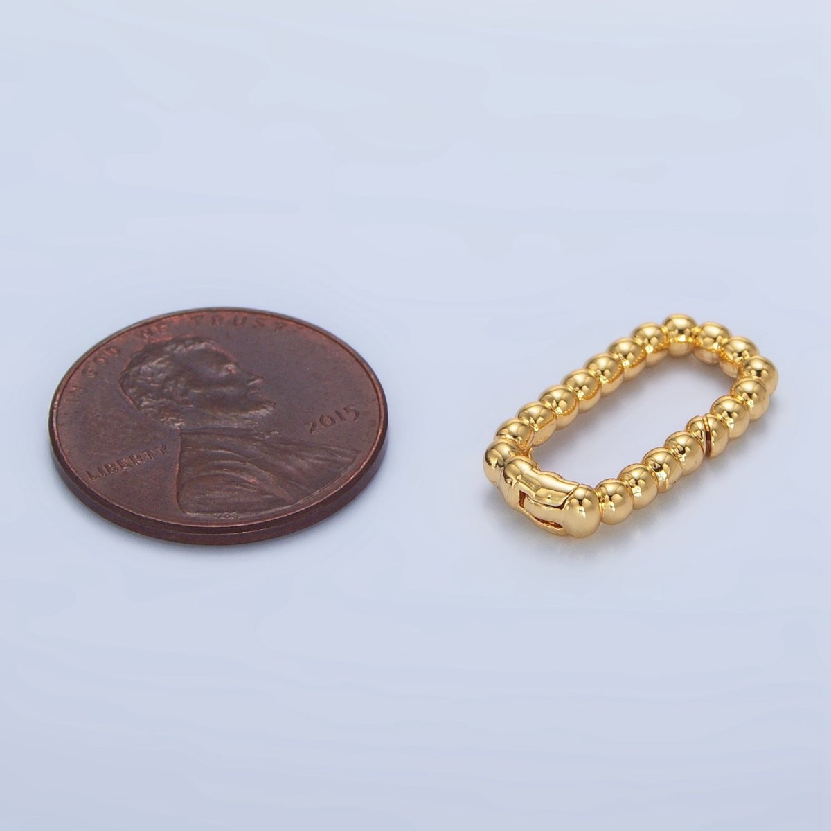24K Gold Filled 20mm Beaded Bubble Rectangular Oblong Push Gate Findings in Gold & Silver | Z958