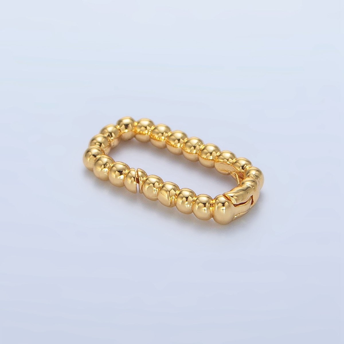 24K Gold Filled 20mm Beaded Bubble Rectangular Oblong Push Gate Findings in Gold & Silver | Z958