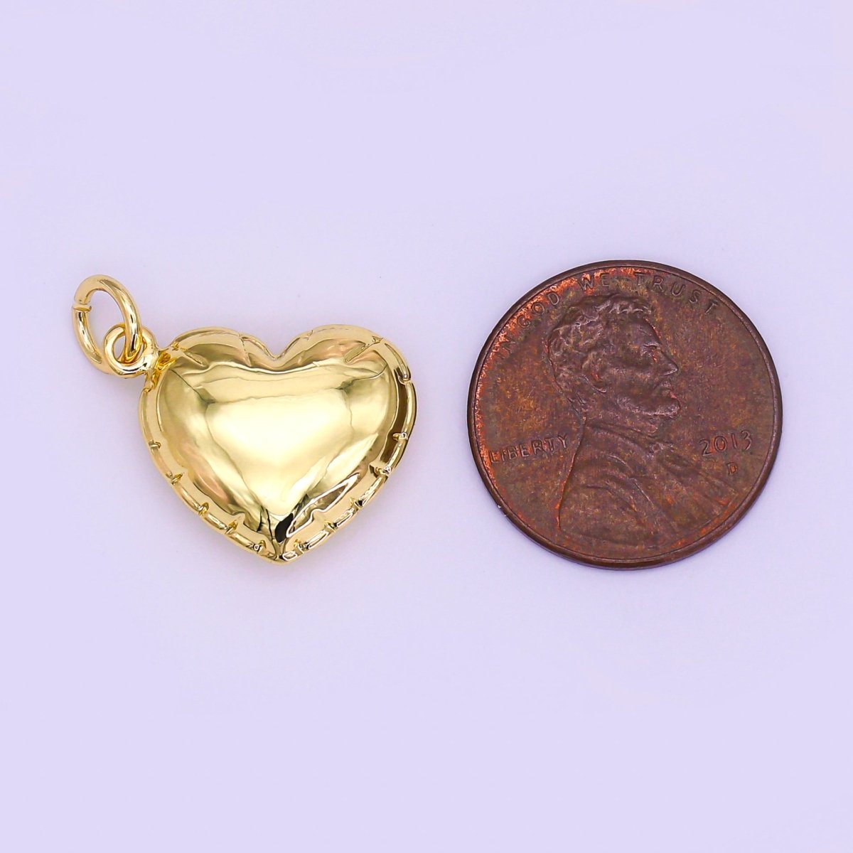 24K Gold Filled 20mm Chubby Sideways Heart Minimalist Charm | N152 - DLUXCA