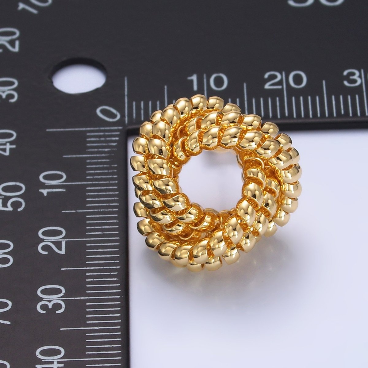 24K Gold Filled 20mm Croissant Coil Geometric Knot Stud Earrings | AB705 - DLUXCA