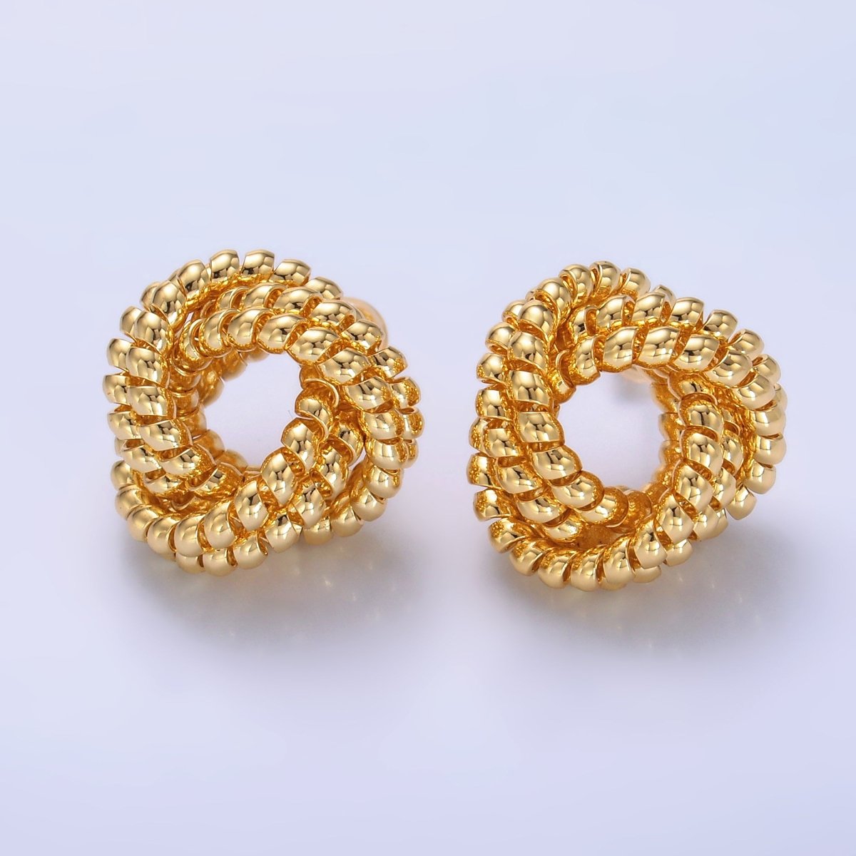 24K Gold Filled 20mm Croissant Coil Geometric Knot Stud Earrings | AB705 - DLUXCA