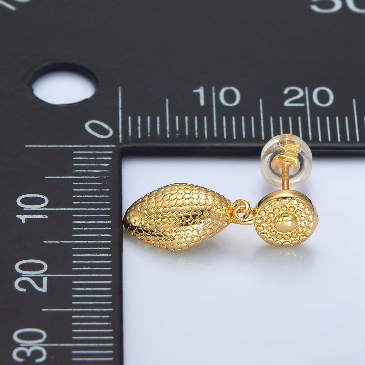 24K Gold Filled 20mm Dotted Sphere Round Geometric Drop Stud Earrings in Gold & Silver | P168 P171