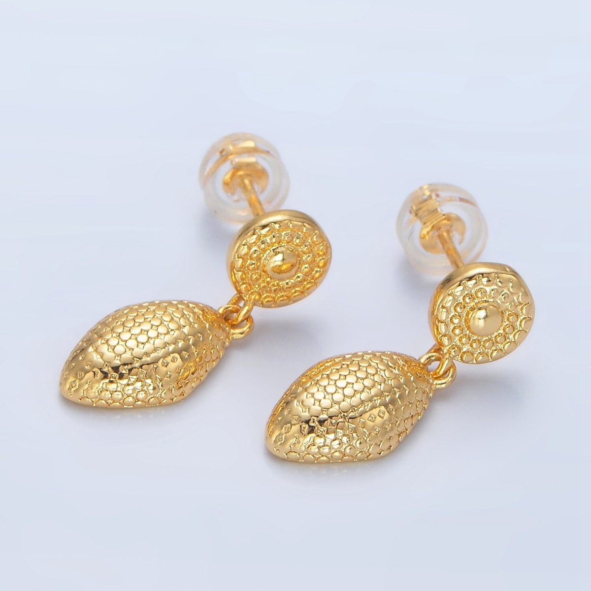 24K Gold Filled 20mm Dotted Sphere Round Geometric Drop Stud Earrings in Gold & Silver | P168 P171