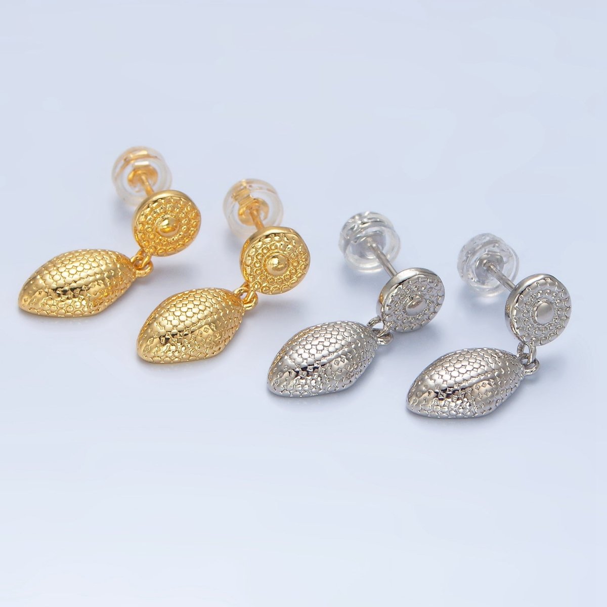 24K Gold Filled 20mm Dotted Sphere Round Geometric Drop Stud Earrings in Gold & Silver | P168 P171