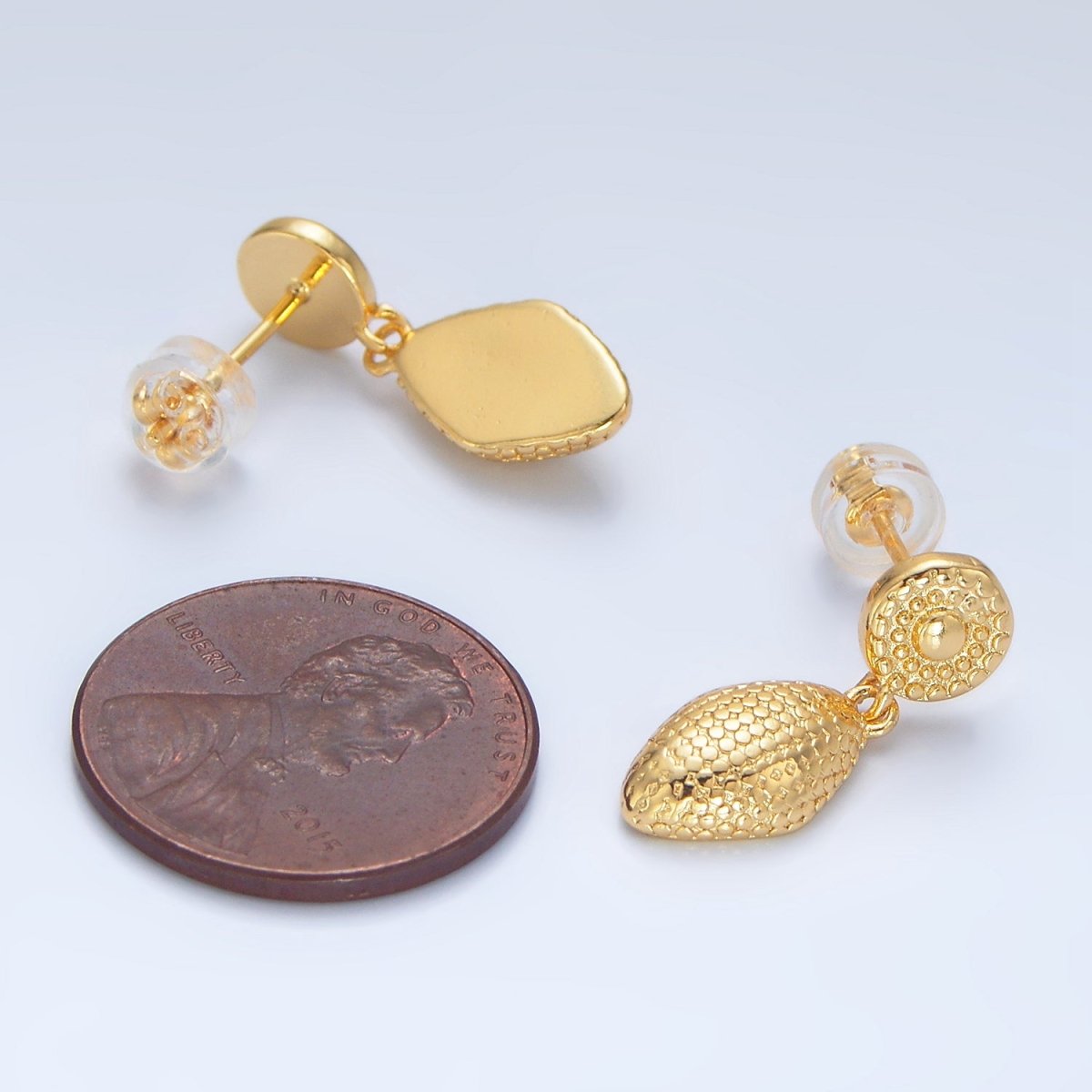 24K Gold Filled 20mm Dotted Sphere Round Geometric Drop Stud Earrings in Gold & Silver | P168 P171