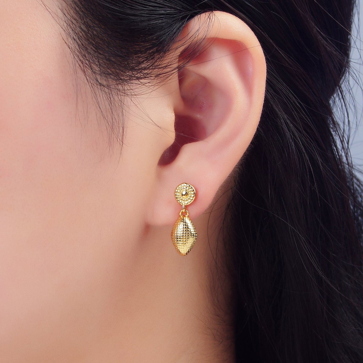 24K Gold Filled 20mm Dotted Sphere Round Geometric Drop Stud Earrings in Gold & Silver | P168 P171