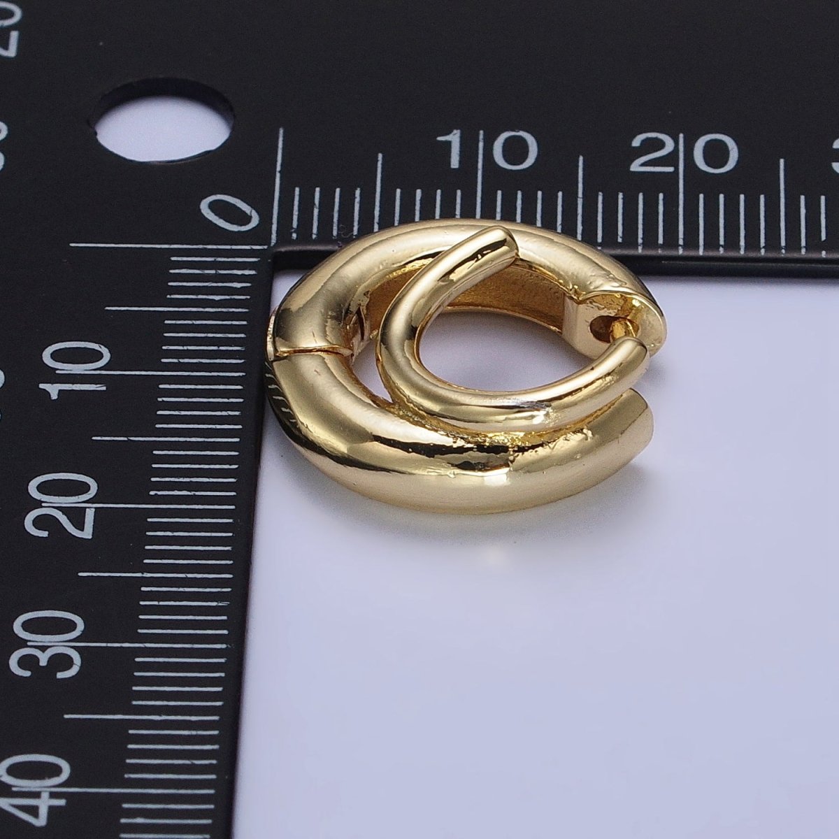 24K Gold Filled 20mm Double Band Spiral Geometric Huggie Earrings in Gold & Silver | AB530 AB531