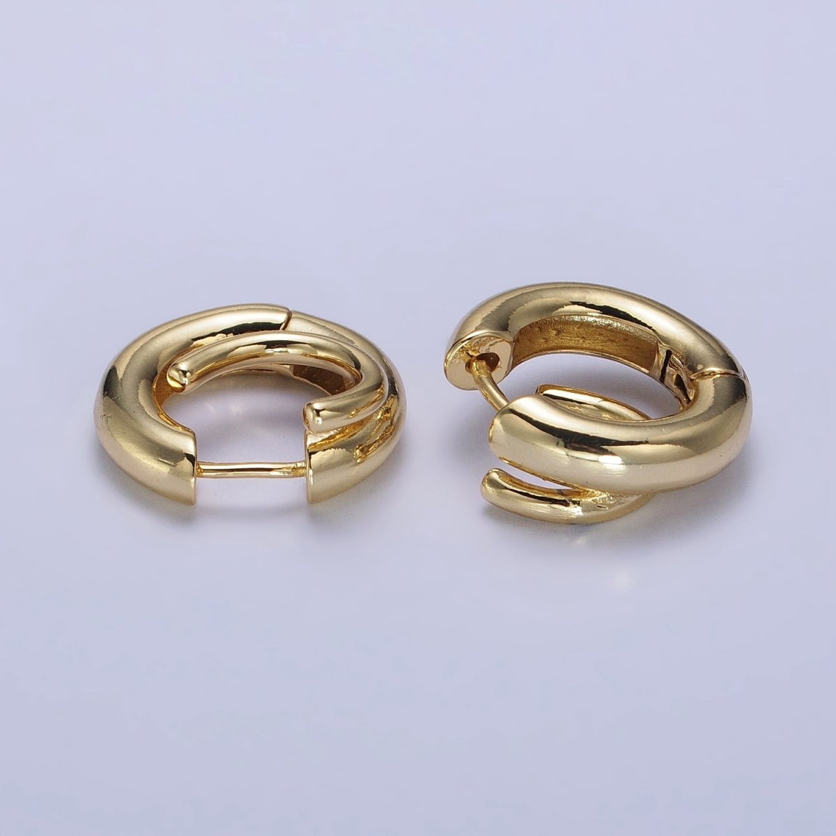24K Gold Filled 20mm Double Band Spiral Geometric Huggie Earrings in Gold & Silver | AB530 AB531