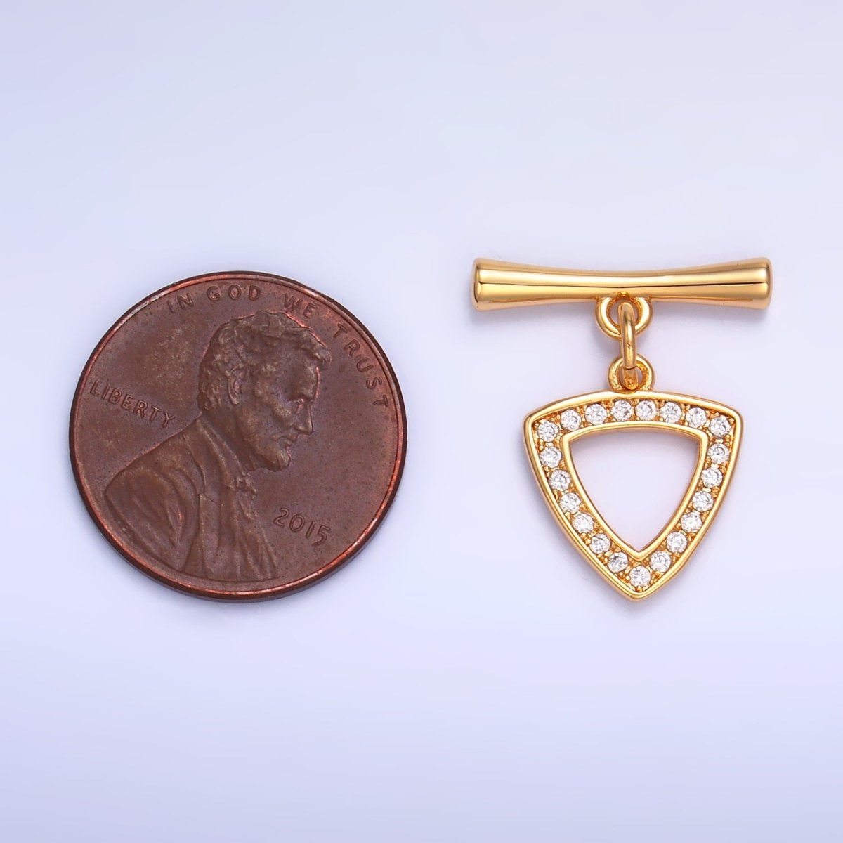 24K Gold Filled 20mm Micro Paved CZ Triangle Toggle Clasps Closure Findings in Gold & Silver | Z1033