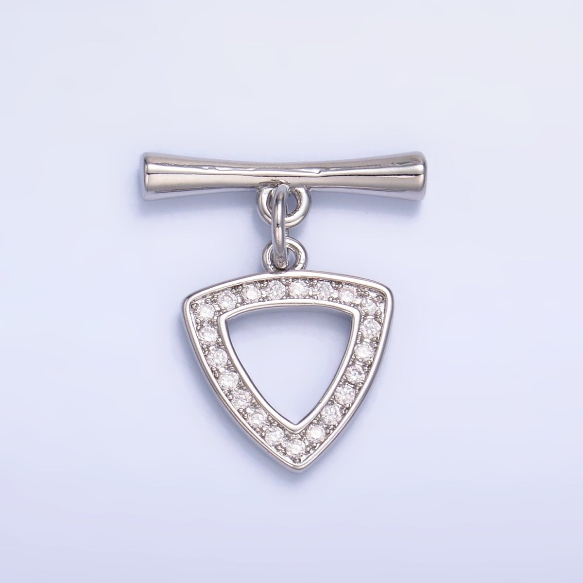 24K Gold Filled 20mm Micro Paved CZ Triangle Toggle Clasps Closure Findings in Gold & Silver | Z1033