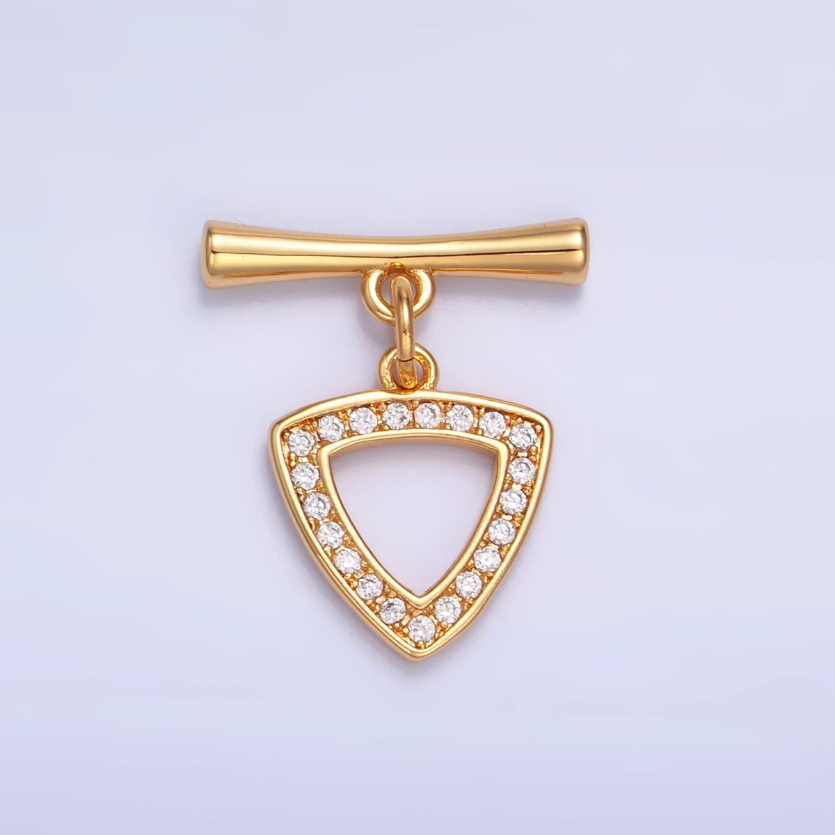 24K Gold Filled 20mm Micro Paved CZ Triangle Toggle Clasps Closure Findings in Gold & Silver | Z1033