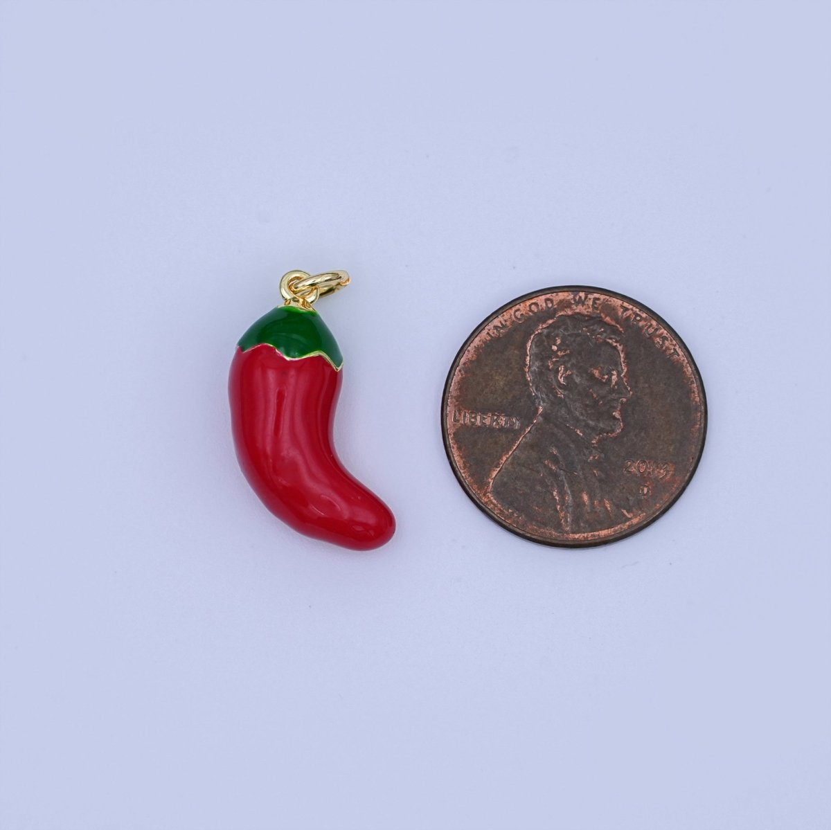 24K Gold Filled 20mm Red Enamel Chili Fresno Charm | X119 - DLUXCA