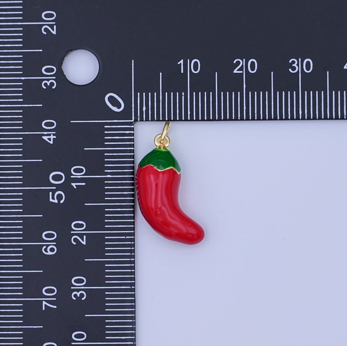 24K Gold Filled 20mm Red Enamel Chili Fresno Charm | X119 - DLUXCA