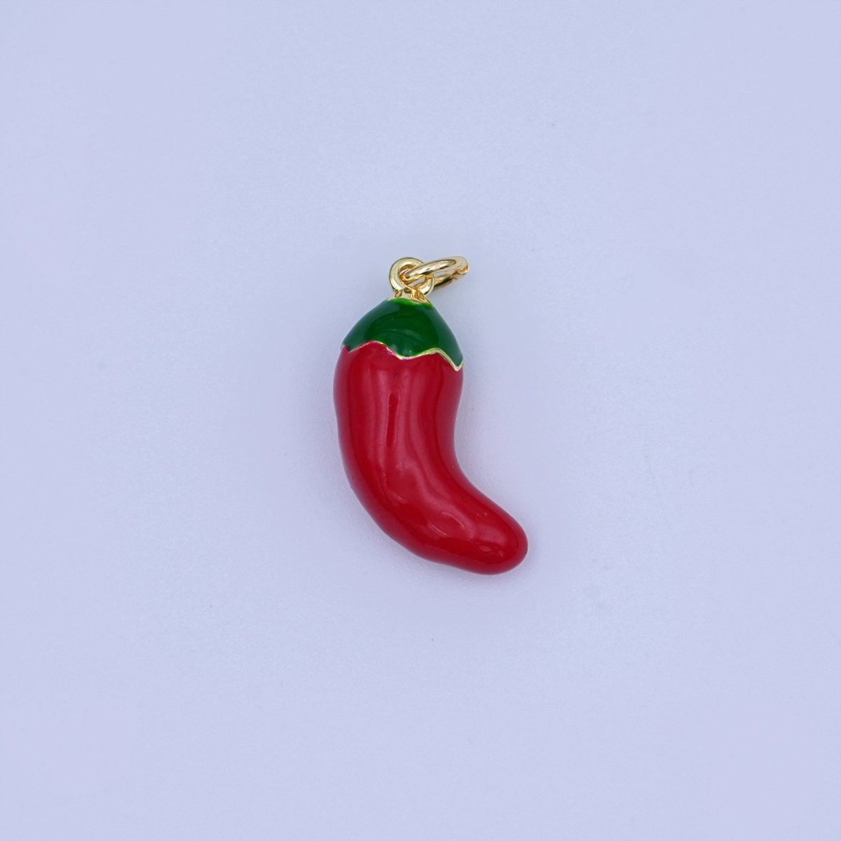 24K Gold Filled 20mm Red Enamel Chili Fresno Charm | X119 - DLUXCA