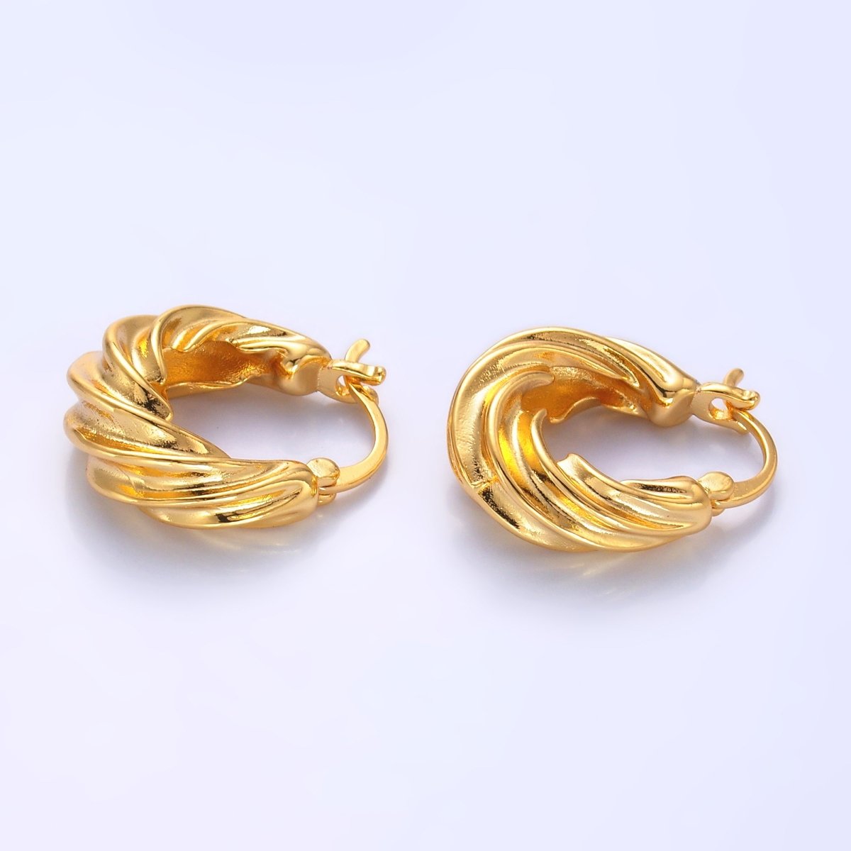 24K Gold Filled 20mm Twisted Dome Latch Hoop Earrings | AB351 - DLUXCA
