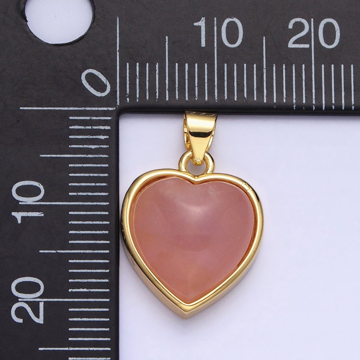 24K Gold Filled 21mm, 23mm Rose Quartz Natural Gemstone Heart Bezel Pendant | AA275 AA277