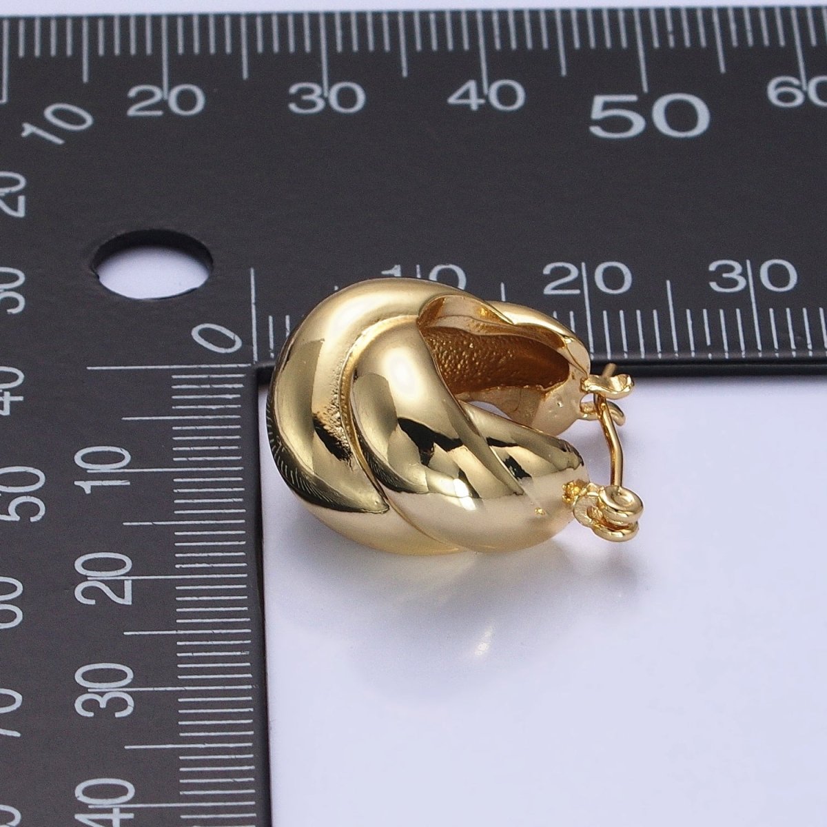 24K Gold Filled 21mm Dome Croissant Latch Earrings in Silver & Gold | AB-1429 AB-1432