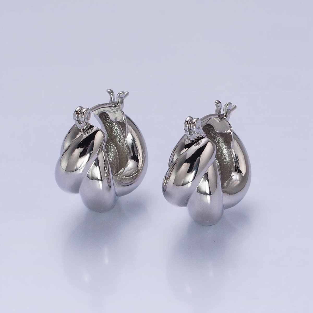 24K Gold Filled 21mm Dome Croissant Latch Earrings in Silver & Gold | AB-1429 AB-1432