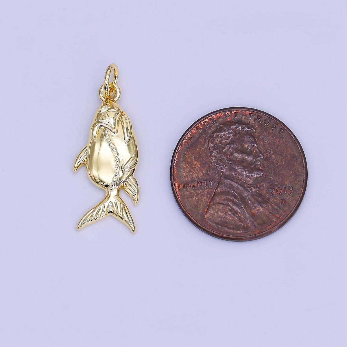 24K Gold Filled 21mm Minimalist Fish Charm | AF526 - DLUXCA