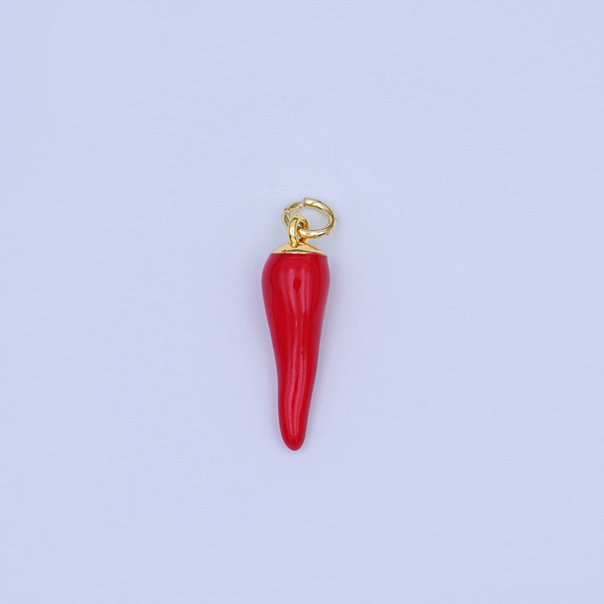 24K Gold Filled 21mm Red Enamel Chili Mini Charm | W627 - DLUXCA