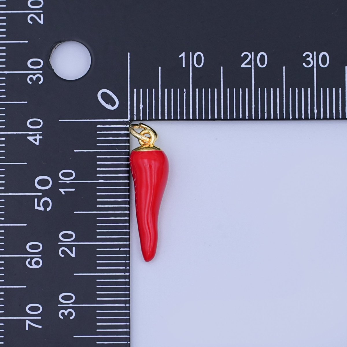 24K Gold Filled 21mm Red Enamel Chili Mini Charm | W627 - DLUXCA