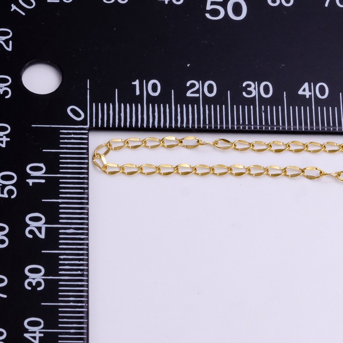 24K Gold Filled 2.2mm Double Edged Figure 8 Designed Unfinished Chain For Jewelry Making | ROLL-1379 Clearance Pricing - DLUXCA