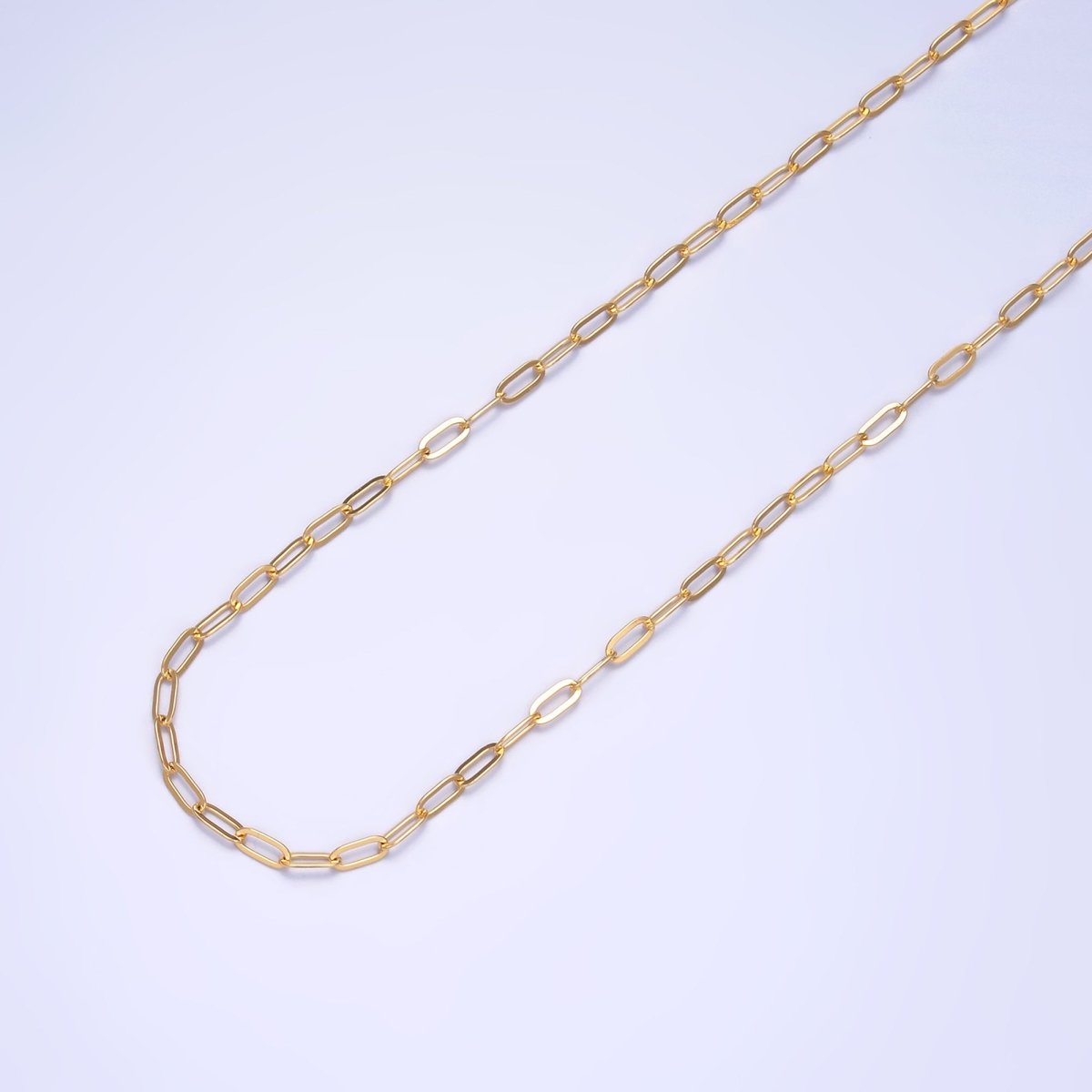 24K Gold Filled 2.2mm Minimalist Paperclip Unfinished Chain by Yard | Roll - 1543 - DLUXCA