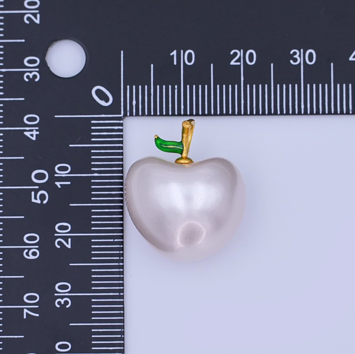 24K Gold Filled 23.5mm White Heart Apple Fruit Pendant | AH428 - DLUXCA