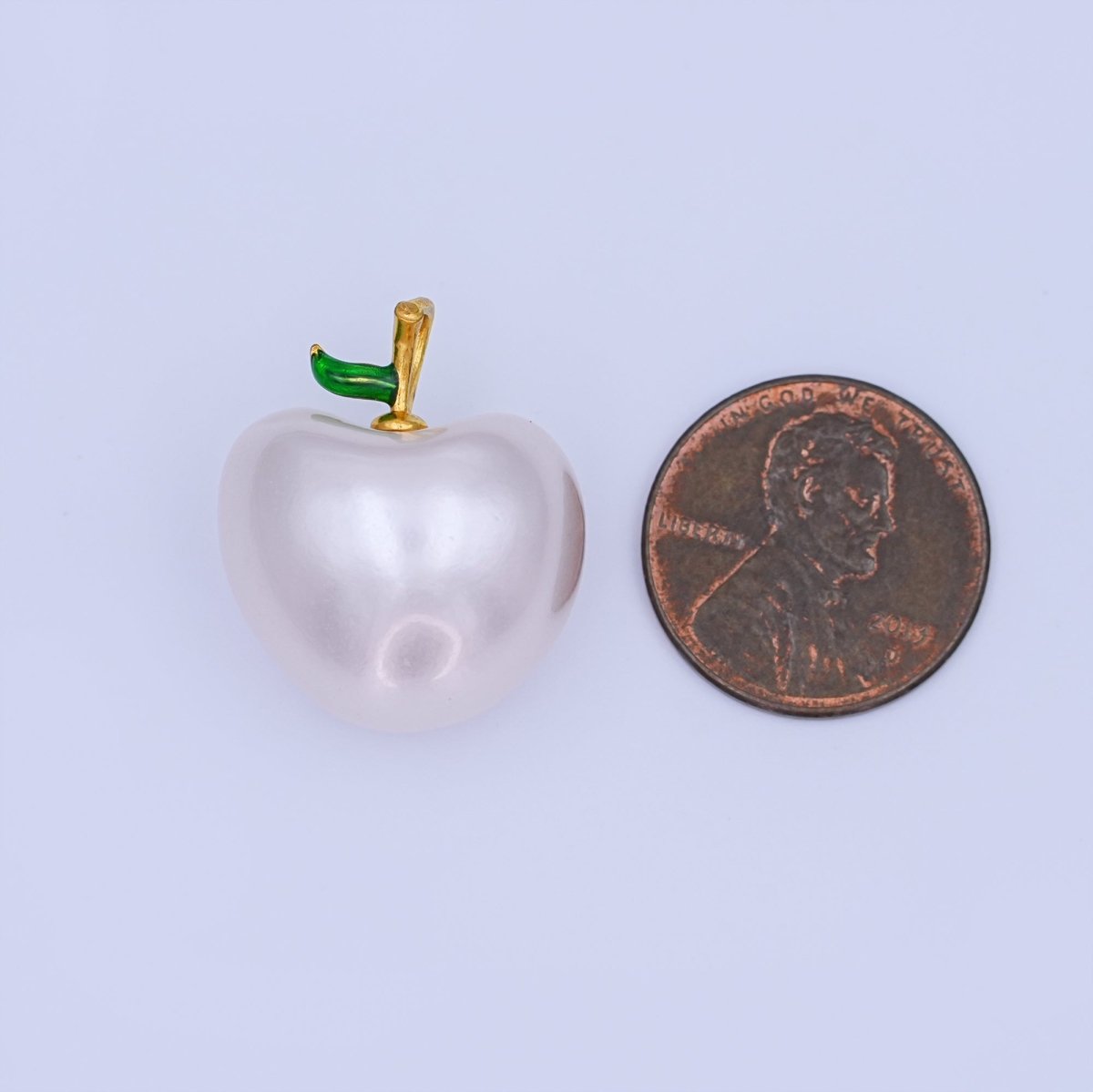 24K Gold Filled 23.5mm White Heart Apple Fruit Pendant | AH428 - DLUXCA