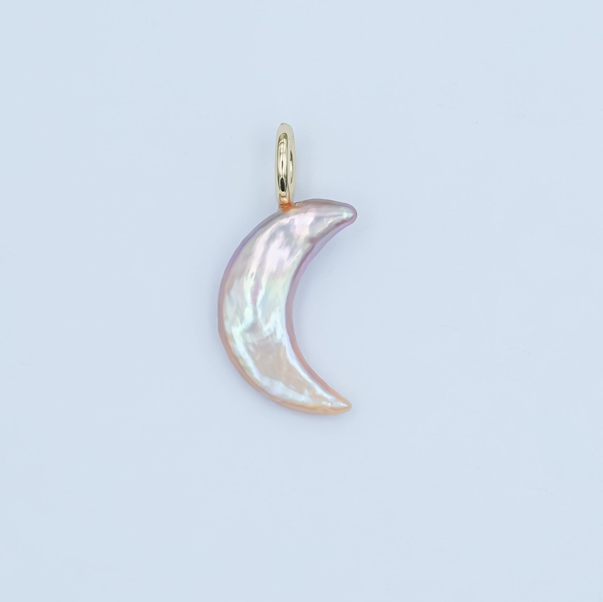 24K Gold Filled 23mm Freshwater Pearl Crescent Moon Celestial Pendant | P1660. - DLUXCA