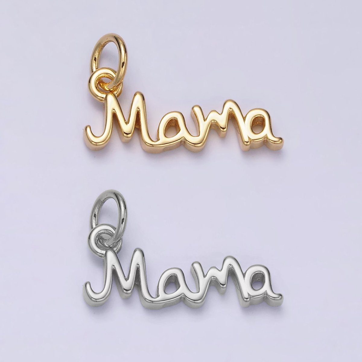 24K Gold Filled 23mm "Mama" Handwritten Script Sideway Charm | AC1420