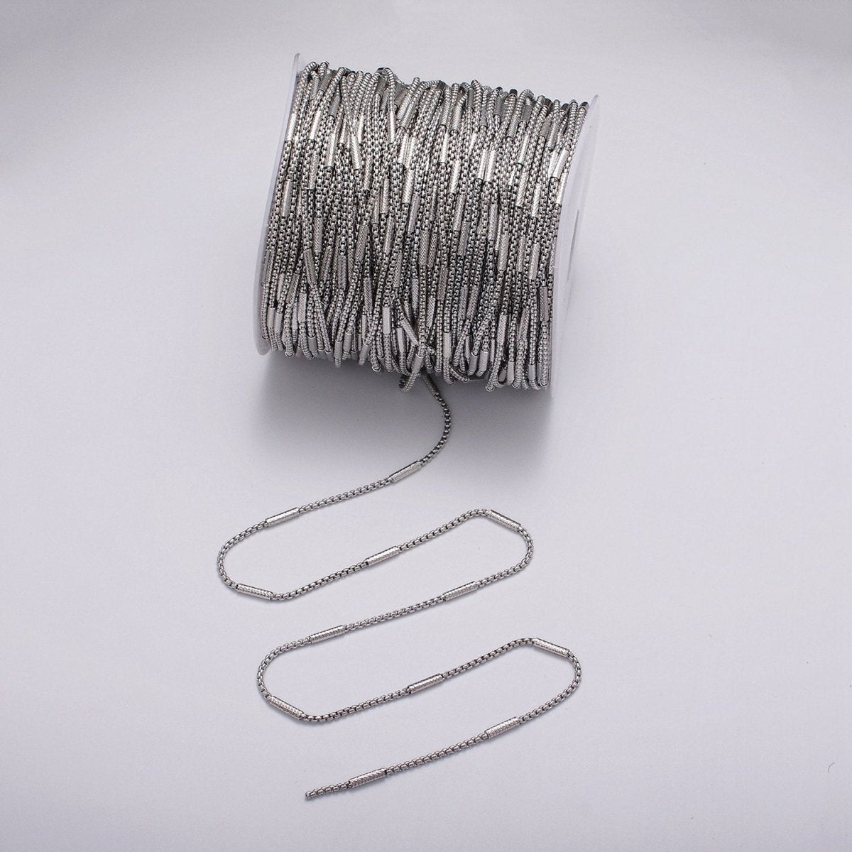 24K Gold Filled 2.5mm, 4mm Box Textured Tube Unique Unfinished Chain by Yard in Gold & Silver | ROLL-1055, -1056, ROLL-1102, -1117 Clearance Pricing