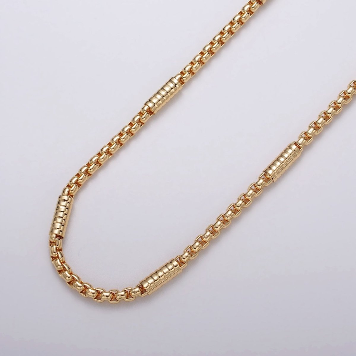 24K Gold Filled 2.5mm, 4mm Box Textured Tube Unique Unfinished Chain by Yard in Gold & Silver | ROLL-1055, -1056, ROLL-1102, -1117 Clearance Pricing