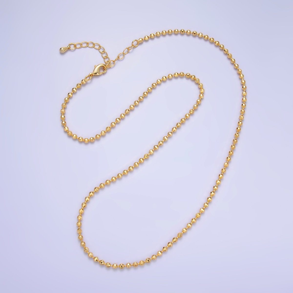 24K Gold Filled 2.5mm Bead Ball 17.5 Inch Chain Necklace | WA - 3239 - DLUXCA